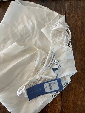 Rebecca Minkoff White Lace-Trim Mesh Tank